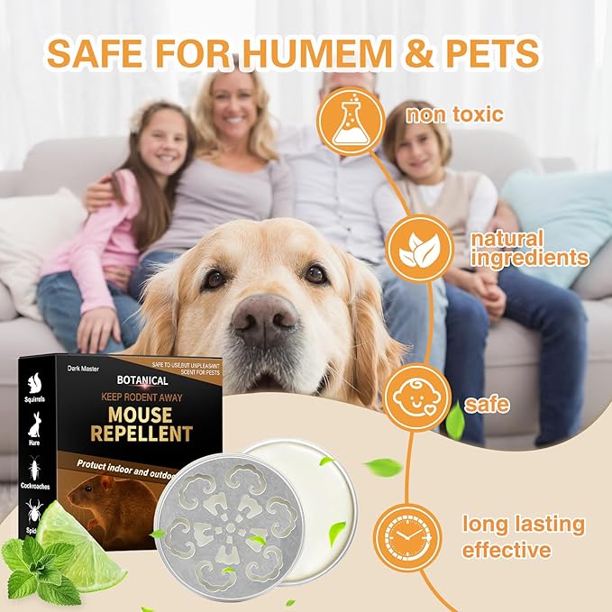 Rodent Repellent for Car Engines,4 Pack Mouse Repellent Peppermint Oil - Keep Mice Out of Home,Car,Garage & Attic, Safe for Humans and Pets