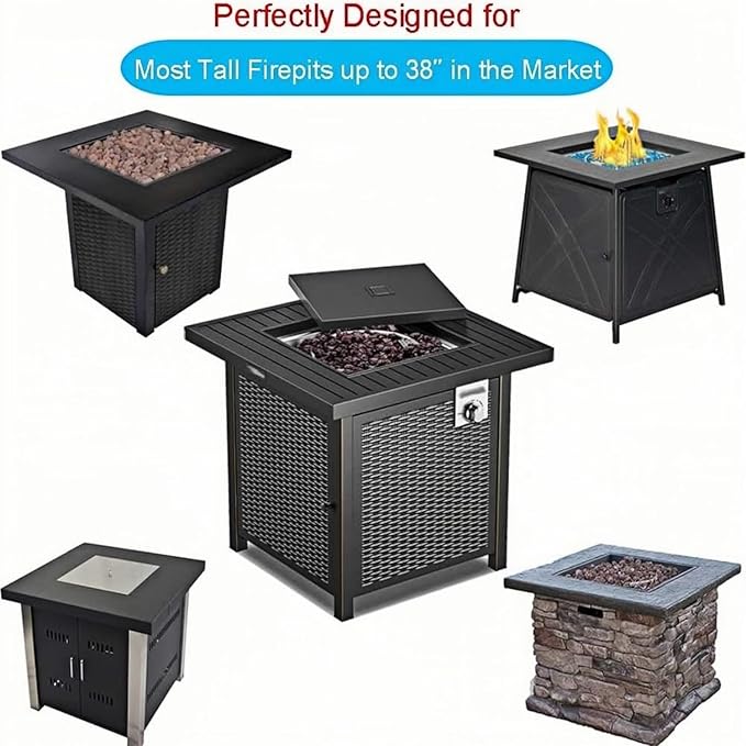 Saking Fire Pit Cover, 38 inch Square Fire Table Covers for Patio Gas Propane Firepit, Waterproof Outdoor Table Cover - 38"L x 38"W x 28"H