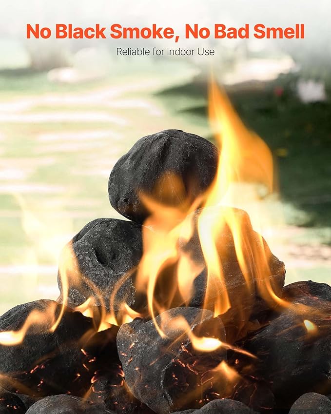 VEVOR Lava Rocks, 1.2-2.0 inch 25 Pcs Fire Stones Lava Rocks for Fire Pit, Reusable Fire Pit Stones Indoor and Outdoor Use, Decorative Firepit Rocks for Propane/Gas Fireplace,Stove,Courtyard,Camping