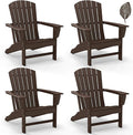 GREENVINES Adirondack Chairs Set of 4 | Wood Grain HDPE Plastic | Oversized Fire Pit Chair | All Weather | Dark Brown | Poly Lumber | for Outdoor Deck Backyard Patio Garden
