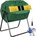 Nouva 43 Gallon Large Composting Tumbler Dual Rotating Chamber Garden Composter Bin Compost Bin with Steel Frame Outdoor Garden Yard,Green
