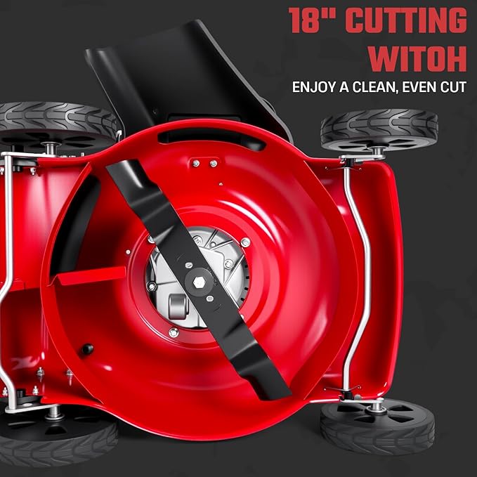 3-in-1 Self-Propelled Lawn Mower, 131cc Gas Engine, Push Mower with 50L Grass Catcher, Adjustable Cutting Height (25-75mm), Rear-Wheel Drive Lawn Mower for Easy Maneuvering (Red)