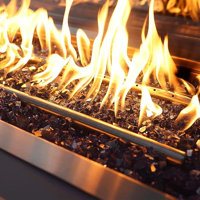 Onlyfire 10 pounds Fire Glass for Propane Fire Pit and Gas Fireplace, 1/2 Inch Reflective Firepit Glass Rocks for Fire Pit Table and Fire Bowl, High Luster Copper