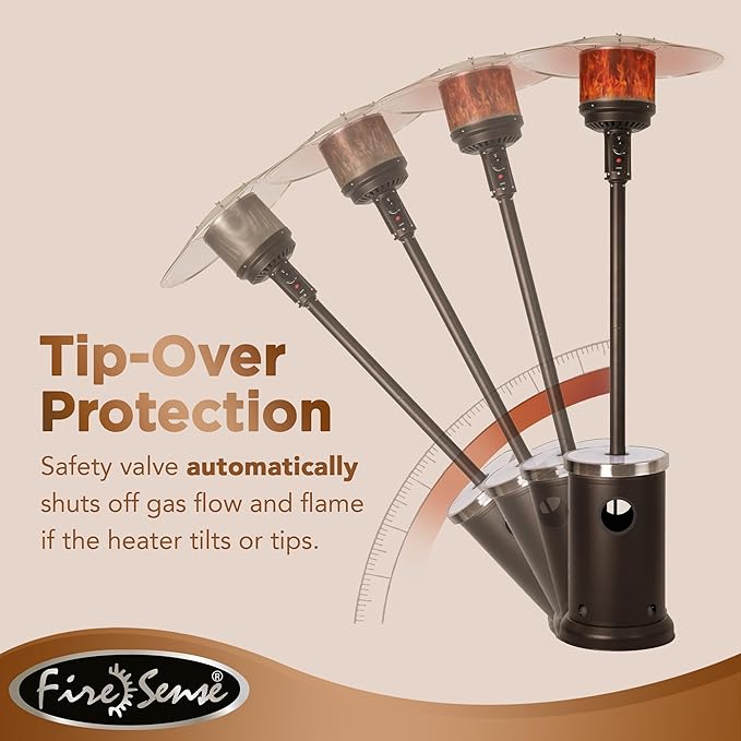 Fire Sense 67977 Mocha Finish Powder Coated Patio Heater with LED Table