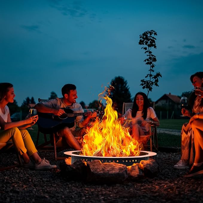 36 inch Outdoor Fire Pit Liner, Round Heavy Duty Fire Pits, Rim Insert Firepit for Outside, DIY Campfire Fireplace