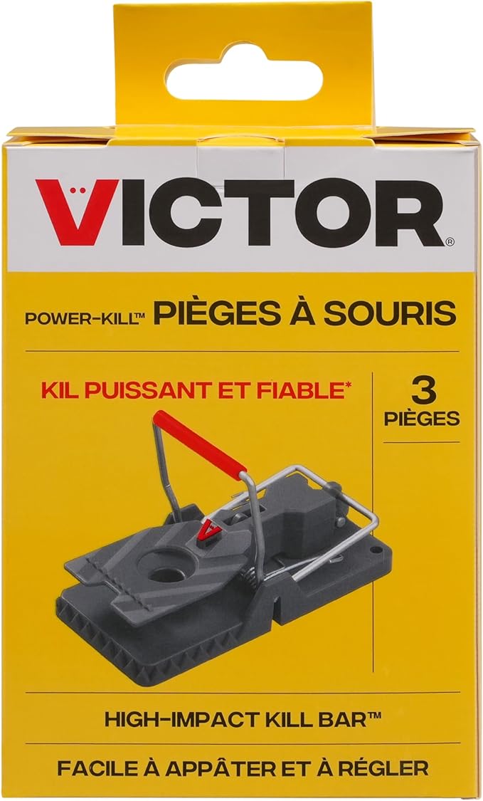 Victor Power Kill Mouse Trap - M142-3B - Easy to Set Rat Trap - Humanely and Quickly Kills Mice - Versatile Placement Options - 3 Pack