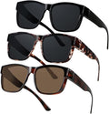 ANDWOOD Fit Over Glasses Polarized Sunglasses for Women Men Oversized Square Shades UV400 Protection