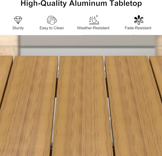 PURPLE LEAF 9 Pieces Patio Dining Set with Outdoor Aluminium Square Dining Table and Woven Chairs Modern Metal Furniture Cushions Sets for Garden Yard Indoor Decor Kitchen Teak