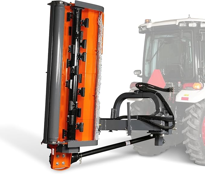 96" Heavy Duty PTO Drive 3 Point Offset Ditch Bank Verge Flail Mower for 90-120HP CAT 2 Tractor, 130'' Offset Distance,55°/90° Rotation Angle, 20 Hammers, Model VBM86