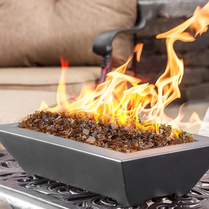 Onlyfire 10 pounds Fire Glass for Propane Gas Fire Pit, 1/4-Inch High Luster Fireplace Glass Rocks for Fire Pit Table, Copper