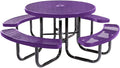 COATEDOUTDOORFURNITURE Heavy-Duty Portable Outdoor Picnic Table with Umbrella Hole, Expanded Metal Commercial-Grade Patio Dining Furniture Made in America (46" Round Top, Purple)