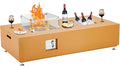 56 Inch Propane Fire Pit Table, Outdoor Gas Fire Pit for Patio with 50,000 BTU, Large Rectangular Fire Table Coffee Dining Bar Table, Firepit for Outside Deck Backyard，Yellow
