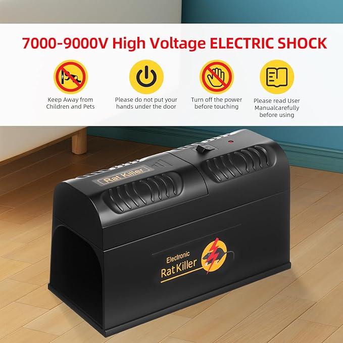 2 Pack Upgraded Electric Mouse Traps Indoor for Home High Voltage Instantly Kills Mice & Rats, No Touch Reusable Indoor Rodent Killer Electric Trap for Home, Kitchen, and Commercial Use