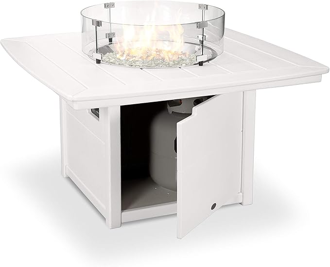 POLYWOOD® Nautical 42" Fire Pit Table in White