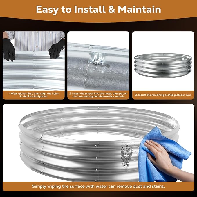 60 Inch Round Galvanized Fire Pit Ring, Silver Round Galvanized Fire Ring, 5 Feet Diameter Fire Pit, Outdoor Pits for Backyard, Camping, Bonfire