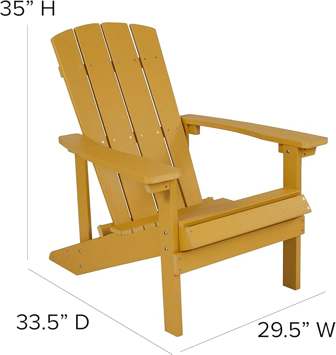 EMMA + OLIVER Campfire Set - Two Yellow Poly Resin Adirondack Chairs - 29" Star and Moon Fire Pit with Mesh Cover - Weather Resistant - Wood Burning Fire Pit