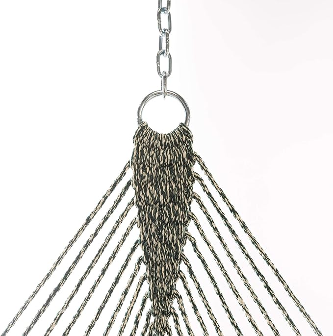 Original Pawleys Island Single Green Oatmeal Heirloom DuraCord Rope Hammock – 12 ft. x 50 in., 1-Person, 450 lb Capacity, Oak Spreader Bar, Zinc-Plated Hardware, Handcrafted in The USA