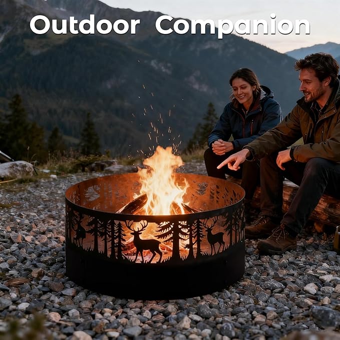 Fire Pit Ring Heavy Duty: 36X9Inch Smokeless Steel Insert for Outdoor Camping Garden Patio Backyard