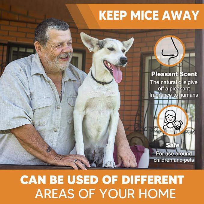 Rodent Repellent Indoor, Mouse Repellent, Natural Mice Repellent, Peppermint Mouse Repellent for Garages, Kitchens, Atiics, RVs and More, Safe for Kids & Pets, 3 Months Lasting Protection, 8 Packs