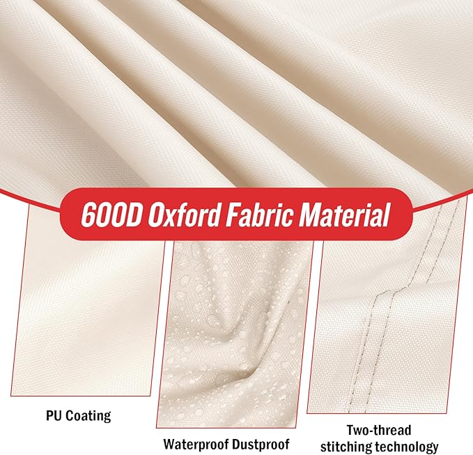 Fire Pit Cover Rectangular 52 Inch - Waterproof Outdoor Fire Table Cover Rectangle Heavy Duty, 600D Patio Propane Gas Firepit Cover Rectangular Tear Weather Resistant - 52 x 24 x 25 Inch Beige