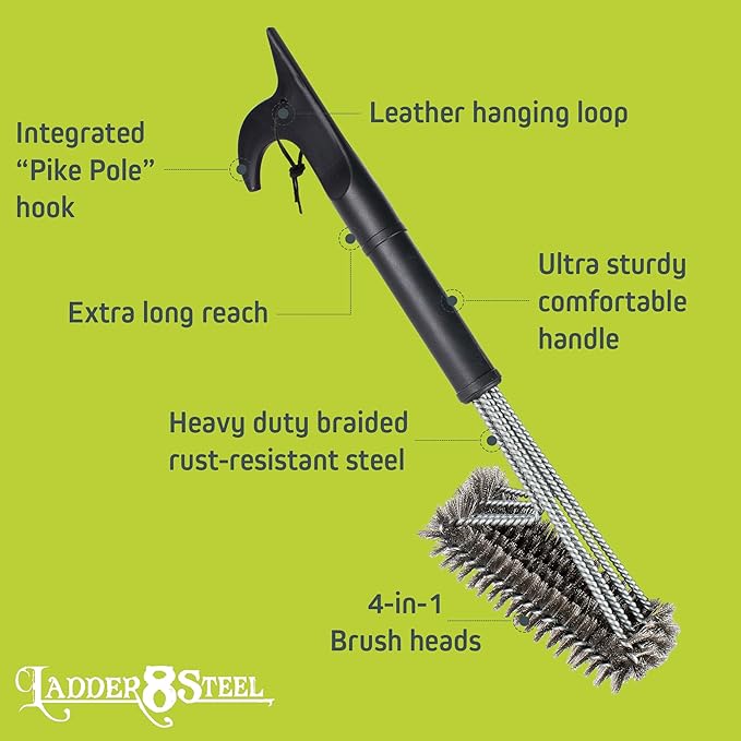 Jolly Green Products Heavy Duty Grill Brush for Outdoor Grill – Safe Grill Brush Designed by Firefighter | Barbecue Grill Brush & BBQ Brushes for Grill Cleaner | Durable & Safe for All Grates