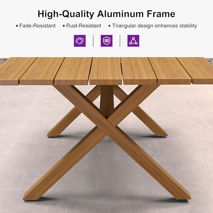 PURPLE LEAF 9 Pieces Outdoor Dining Set with Patio Aluminium Dining Table and Wicker Chairs Modern Furniture Cushions Sets for Backyard Indoor Decor Kitchen Teak
