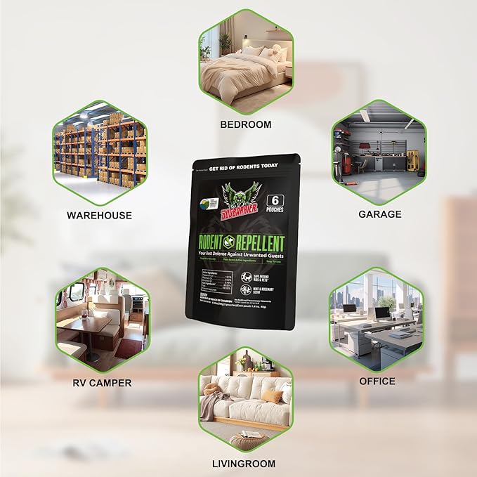Extra-Strength Mouse Repellent Deterrent Pouches, USDA 99% Biobased, Peppermint & Rosemary Oils Repel Mice Nesting in Car, RV, Boat, Garage, Shed, Cabin Made in The USA (24 Pack)