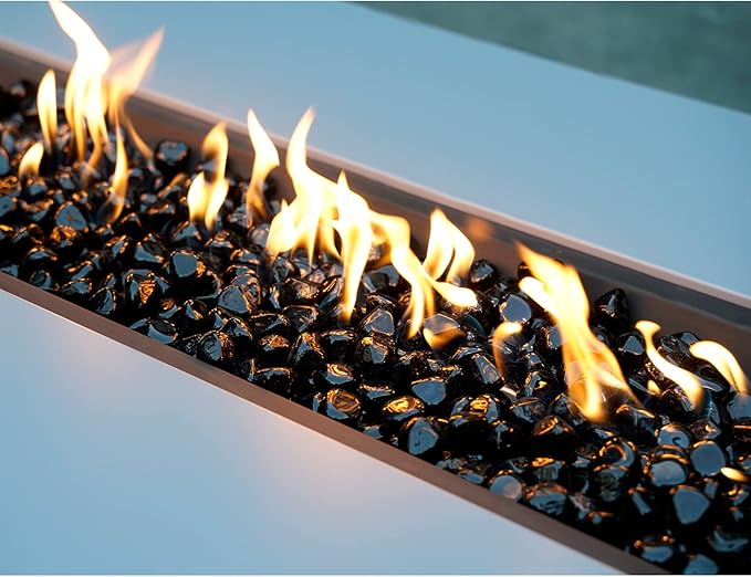 onlyfire 10-Pounds Fire Glass Diamonds for Propane Fire Pit, 1 Inch Reflective Firepit Glass Rocks Stones for Gas Fireplace and Fire Pit Table, Onyx Black