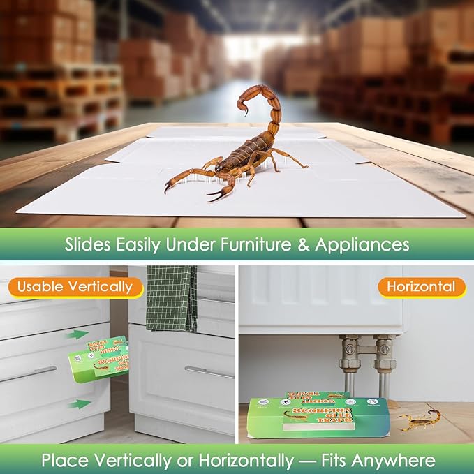 20 Pack Scorpion Glue Traps, Non Toxic Scorpion Killer for Home Indoor, Extra Sticky Glue Traps for Roaches, Bugs & Insects, Pet and Children Safe, Ready to Use, Ideal for Basement, Bathrooms,Garage