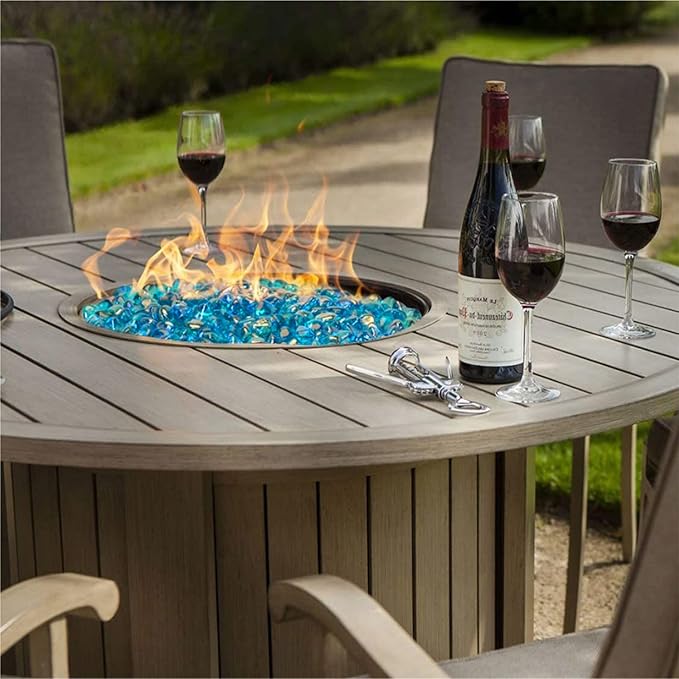 onlyfire 10-Pounds Fire Glass Diamonds for Propane Fire Pit, 1 Inch Reflective Firepit Glass Rocks Stones for Gas Fireplace and Fire Pit Table, Caribbean Blue Luster