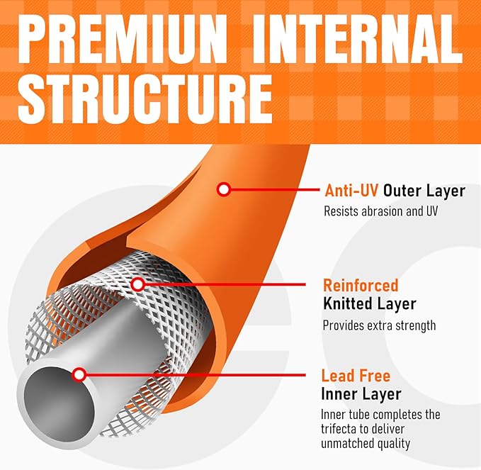 Garden Hose 25 ft x 5/8", NON-EXPANDING Flexible Water Hose, Kink Resistant Lightweight Hybrid Hose, Leakproof Yard Hose with Male to Female Fittings