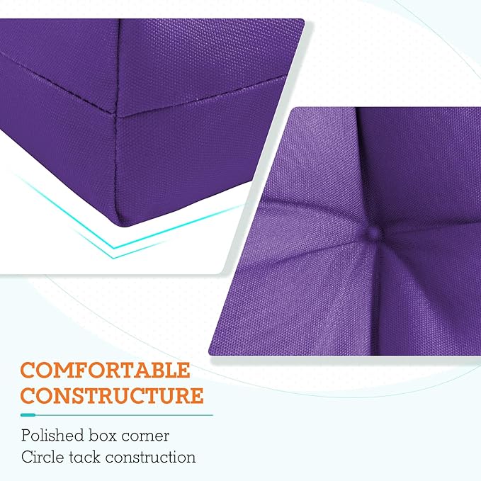 EAGLE PEAK Tufted Outdoor/Indoor High Back Patio Chair Cushions, Set of 2, 46'' x 22'', Purple