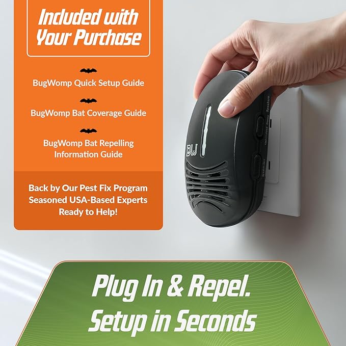 BugWomp-BEU Bat Expulsion Unit – Dynamic Ultrasonic Bat Repellent (Midnight Black Edition)