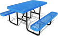 48'' Rectangular Steel Picnic Table for Outdoors,Commercial Metal Picnic Table Bench Set with Umbrella Hole,School Canteen Table W/Seats - Heavy Duty Sturdy Picnic Tables Furniture for Patio Garden