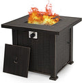 Giantex Gas Fire Pit Table, 30 Inch 50,000 BTU Auto-Ignition Propane Fire Pit Outdoor with Lid, Lava Rocks and Waterproof Cover, 2-in-1 Fire Table with CSA and ETL Certification (Brown)