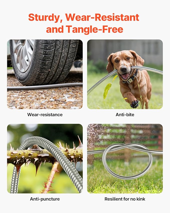 VEVOR Metal Garden Hose 25 ft, Rust Proof Stainless Steel Water Hose, Heavy Duty Backyard Hose with 10 Function Nozzle, No-Kink & Flexible Water Pipe, Lightweight Metal Hose for Yard, Outdoor