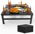 SafBbcue Fire Pit Surround Table for Solo Stove Bonfire/Ranger Accessories, 38" Fire Pit Table for Smokeless Patio Fire Pit, Firepit Surround Tabletop for Solo Stove Bonfire with Waterproof Cover