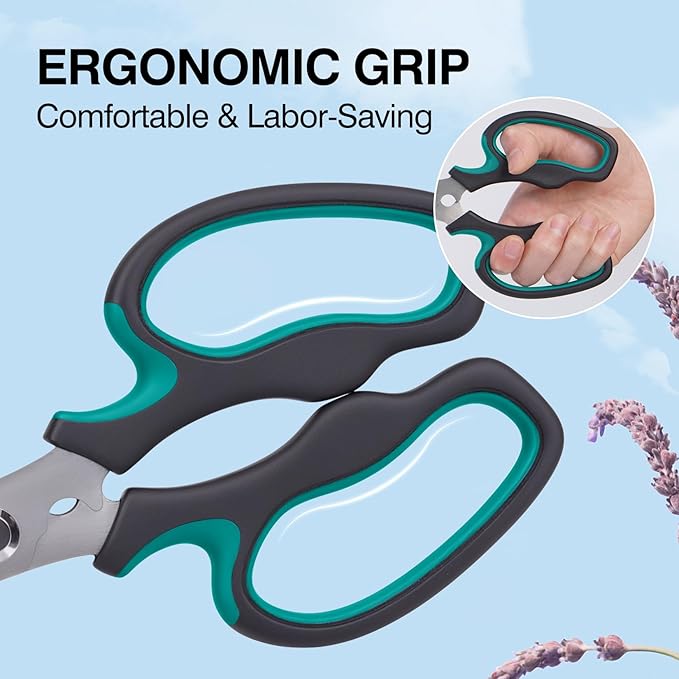 Pruning Shears - Cuts 5X Easier, Premium Garden Shear with Sharp Stainless Steel Blades, Ergonomic Handle, Ideal Garden Clipper for Plants Care & Fruit Picking, Versatile Gardening Scissor for Gifts