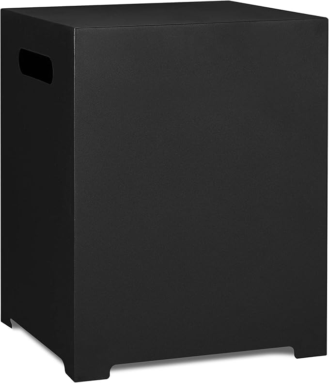Real Flame Metal Propane Tank Cover, Conceals a 20 lb Tank and Doubles as a Side Table, Black