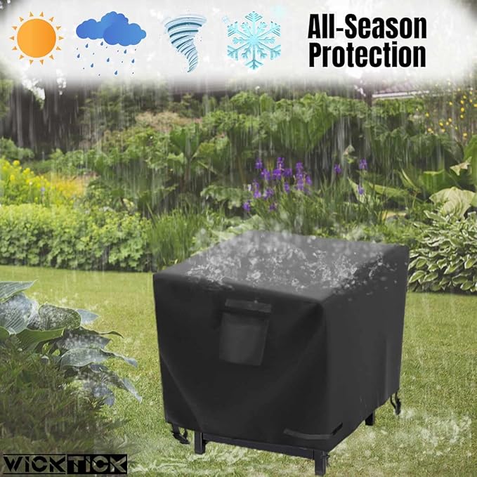 Square Gas Fire Pit Cover 32 x 32 x 25 Inch, Waterproof & 600D Heavy Duty Fire Table Cover for 28x28, 30x30, 32x32 Inch Patio Tall Propane Firepits