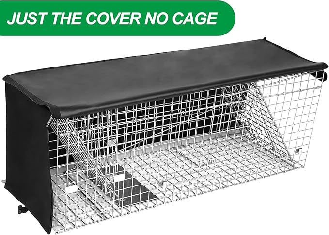 Upgraded Live Animal Trap Cage Cover with Window, Cat Trap for Stray Cats 32 Inch Heavy Duty Folding Skunk Traps with Real Door for Raccoons, Opossums, Groundhogs, Skunks, Squirrels (Only Cover)