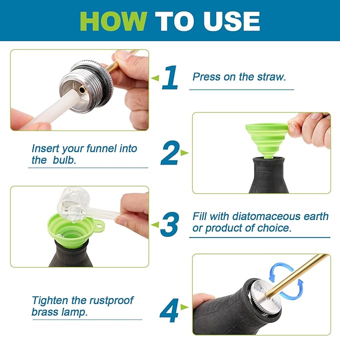 Large Bulb Powder Duster, Diatomaceous Earth Spreader for Garden and Indoor Insect Treatment, Handheld Dust Applicator Spray Bottle with Long Copper Tube