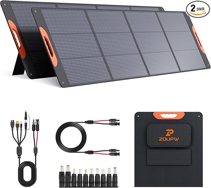 440 Watt N-Type 16BB Portable Solar Panel with Bypass Diodes, RV Essentials,2PCS 220W 19.8V Foldable Solar Charger for Power Station, 25% High Efficiency IP67 Waterproof 4 Kickstands for Camping RV
