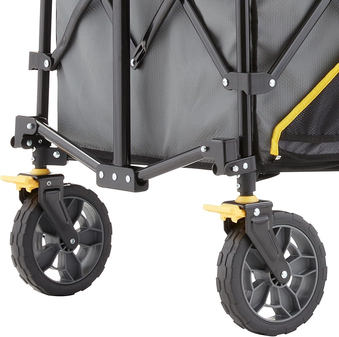 Gorilla Carts Collapsible Folding Outdoor Utility Wagon, 7 Cu Ft Oversized Bed, 150 lb Load Rating, Gray – Foldable Rolling Cart w/ Pockets & Cup Holders for Beach, Camping, Sports or Picnic