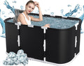 Smartmak Ice Bath Tub with Cover, Portable XL Large Cold Plunge Tub for Athletes, Cold Water Pod Tub Therapy and Recovery, Cold Immersion Training Baths at Home Outdoor Plunge Pool, Black