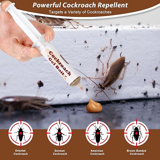 Cockroach Gel Bait, Roach Killer Gel Ready to Use, Control German, American, and Oriental Roaches, Indoor and Outdoor Use (4 Tubes x 30-Grams)