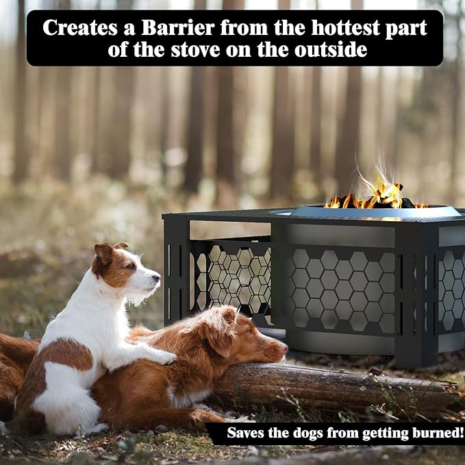 Fire Pit Surround Tabletop for Solo Stove Yukon, Accessories for Solo Stove, Large Surround Table for Stove with Diameter Less Than 27", Square Metal Black
