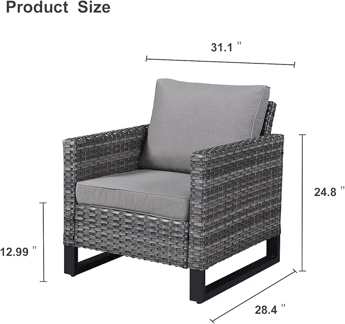 HUMMUH 5 Piece Patio Furniture Set,PE Wicker Patio Swivel Rocker Chairs Outdoor Chairs Set of 2 with Side Table for Porch,Garden,Backyard