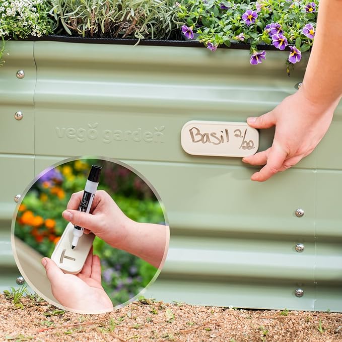 Vego garden Raised Garden Bed, 17" Tall 6 in 1 Novel Modular Raised Garden Bed Kit, Wooden-Look Metal Planter Box for Vegetables, Flowers & Fruits, Sunlit Oak