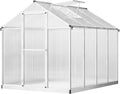 Outsunny 8' x 6' Greenhouse for Outdoors, Polycarbonate Greenhouse with Rain Gutter and Roof Vent, Aluminum Walk-in Green Houses for Outside Patio Backyard Garden